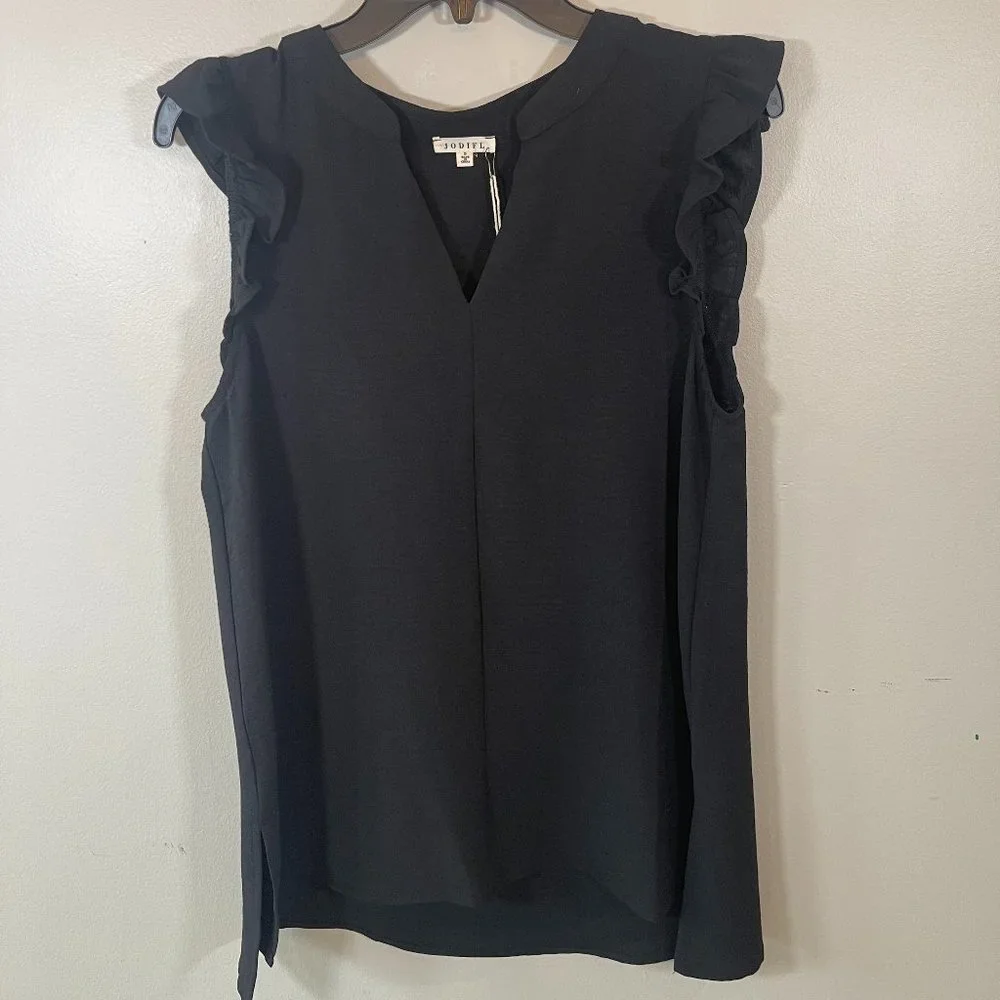 NWT Jodifl Solid Ruffle Shoulder Top